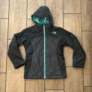 The North Face Black and Teal Hooded Jacket